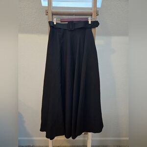 Elegant Black Belted A Line Skirt